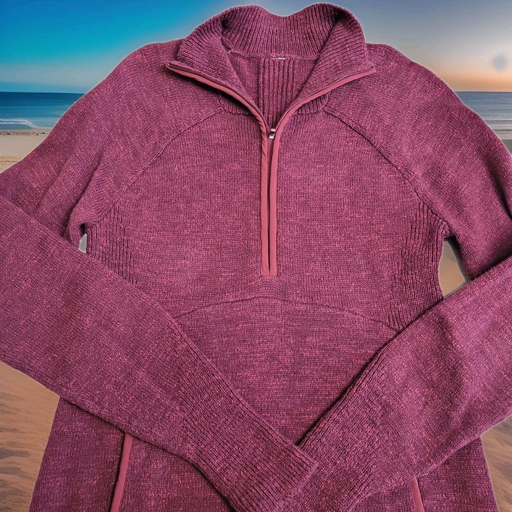 🍋Lululemon Sweater Womens 6 (read) Burgandy Summit Stride 1/2 Zip Pullover